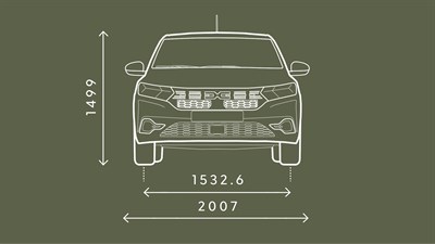 Sandero – димензии на предниот дел